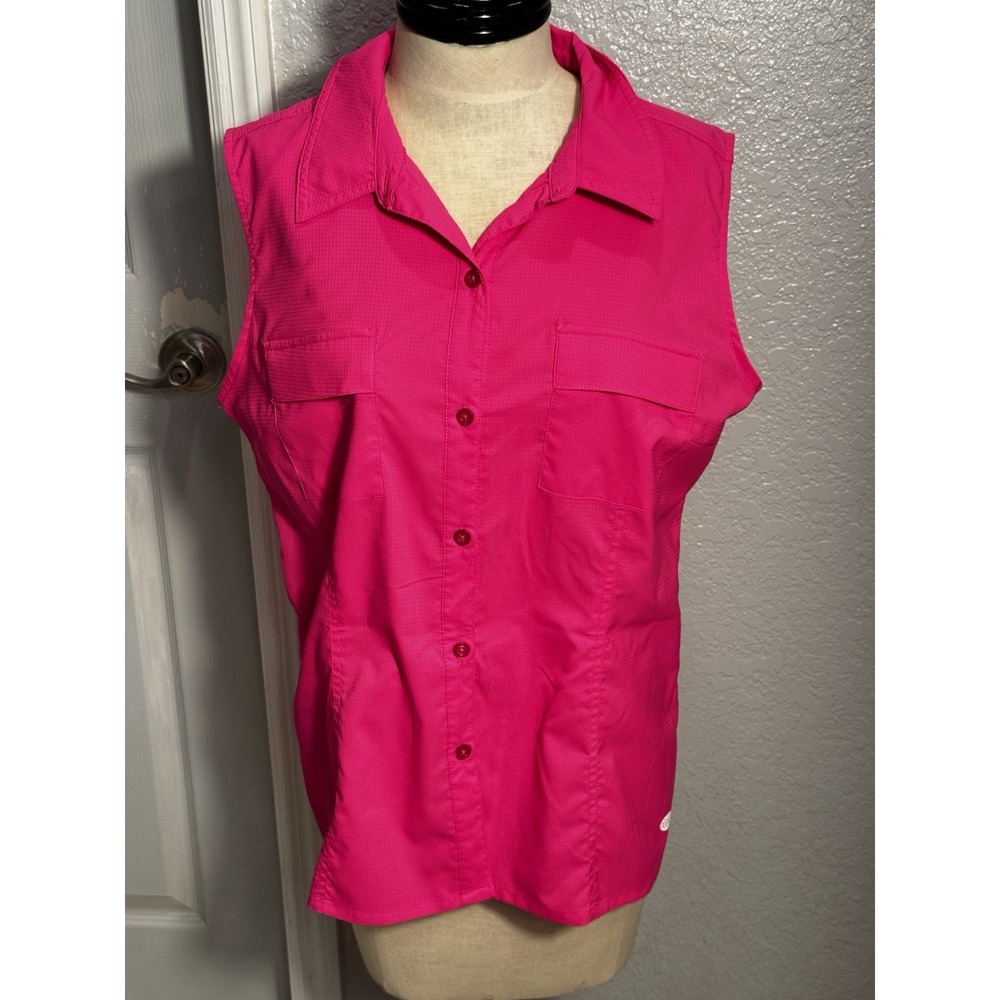 REEL LEGENDS MARINER Women's Sleeveless Button-Up Shirt pink Size Large